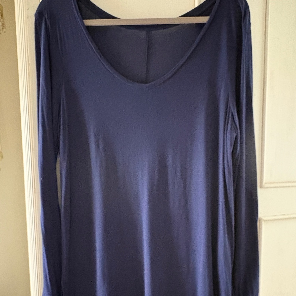 Nordstrom Deep Blue Long Sleeve Top Deep V neck